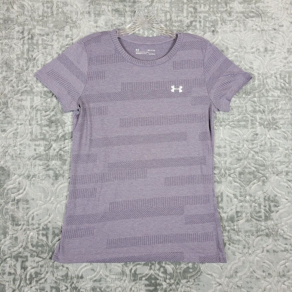 Under Armour Shirt Womens Size Small Purple Heat Gear Loose Athletic Tee